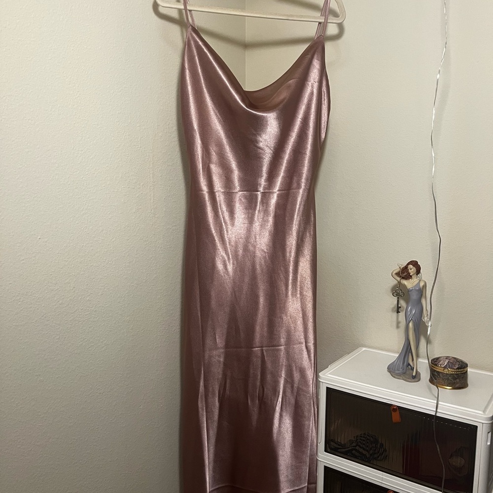 Revamped Metallic Pink Backless Dress